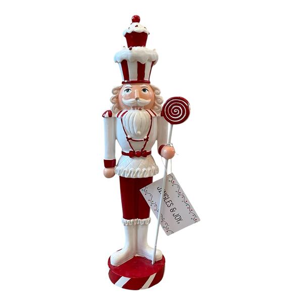 Jingles & Joy Red White Cupcake Peppermint Candy 14in Christmas NUTCRACKER New